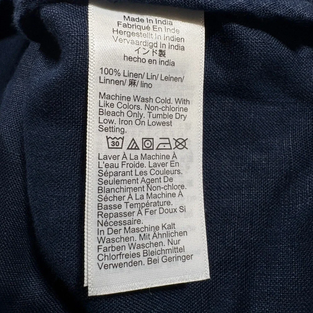 J. Crew Relaxed-Fit Short-Sleeve Baird McNutt Irish Linen Shirtdress Navy L